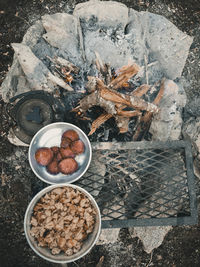 High angle view of food on table