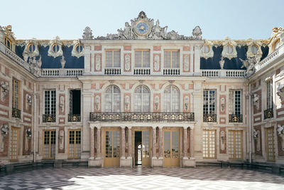 Building facade against clear sky