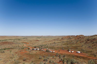 Scenic view of landscape against clear blue sky