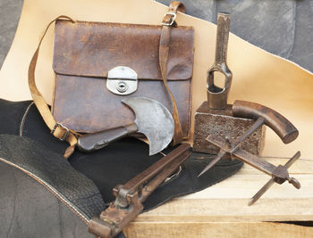 Close-up of clothes hanging on metal