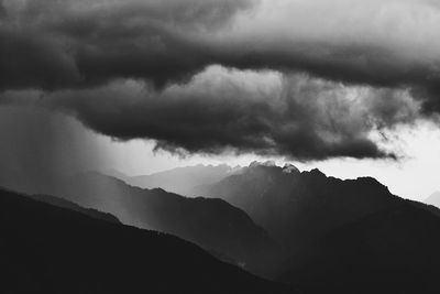 Silhouette mountains against sky