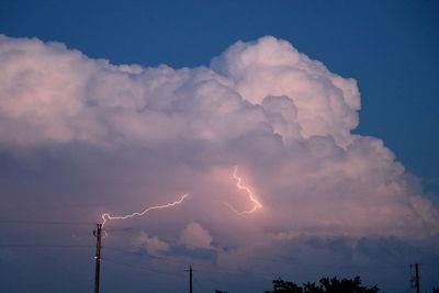 Low angle view of lightning against sky