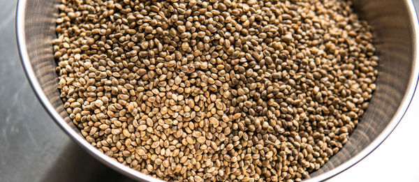 High angle view of dried rice in bowl