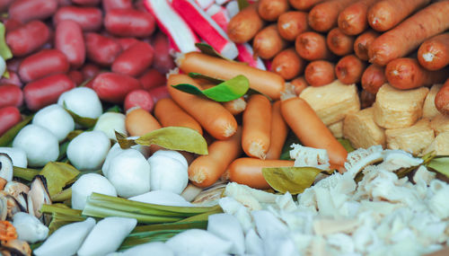 Close-up of chopped vegetables for sale in market