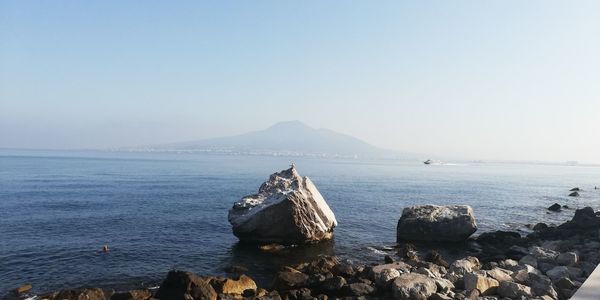Scenic view of sea against clear sky