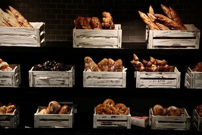 Boxes full of fresh baked bread 