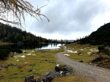 Scenic view of lake against sky