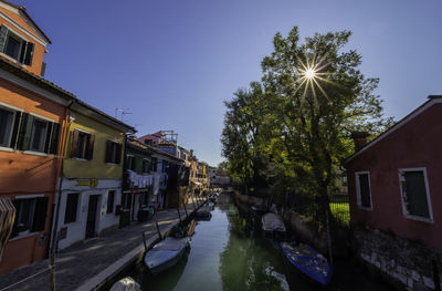 Canal amidst buildings against sky