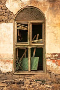 Closed door of old building