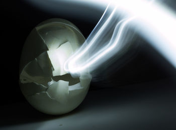 Close-up of light painting on table