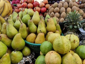 High angle view of fruits for sale at market stall