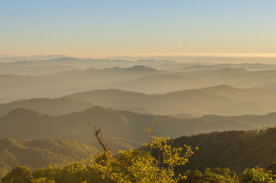 Scenic view of mountains against clear sky