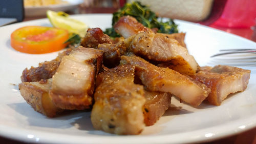 Close-up of meal served in plate