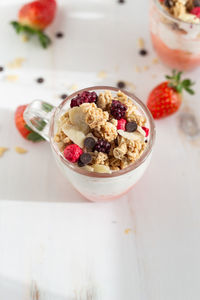 High angle view of food on table