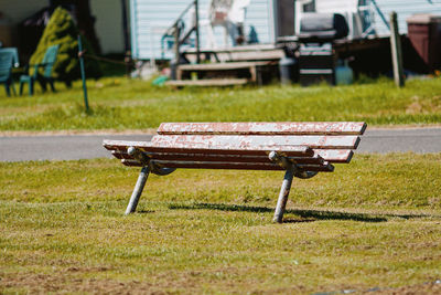 Empty bench in park