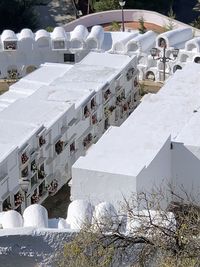 High angle view of snow covered houses