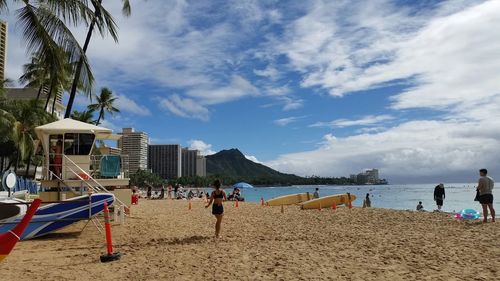 Tourists on beach