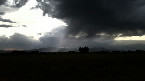 Scenic view of landscape against cloudy sky