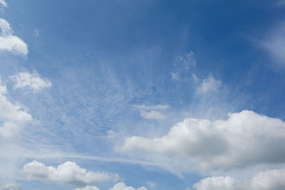 Low angle view of clouds in blue sky