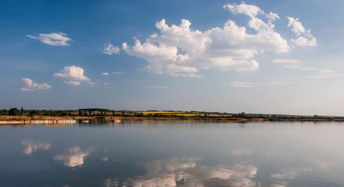 Scenic view of lake against sky