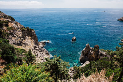 High angle view of sea against sky