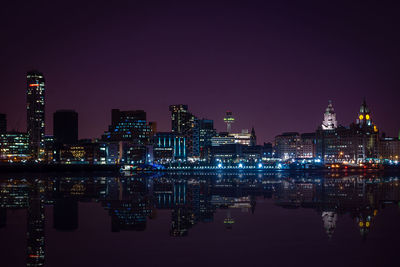 City lit up at night