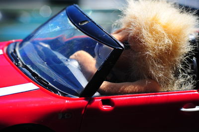 Close-up of red car