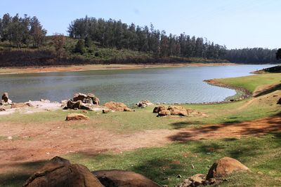 Scenic view of lake against sky