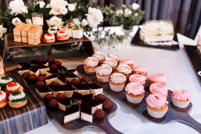 Close-up of cupcakes on table