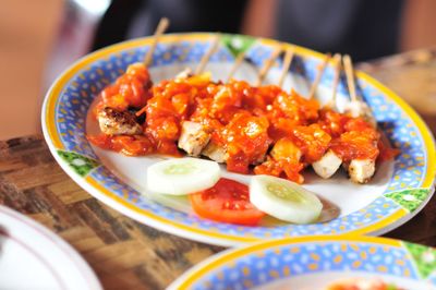 Close-up of salad in plate on table