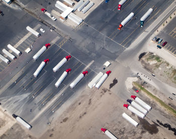 High angle view of cars on road in city