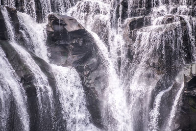 Water flowing through rocks