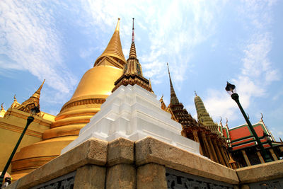 Low angle view of temple building against sky