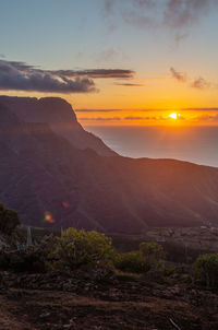 Scenic view of landscape against sky during sunset