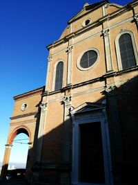 Low angle view of church against clear sky