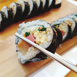 Close-up of sushi in plate