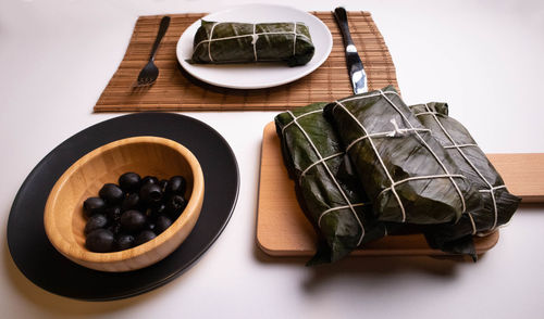 Hallaca on the table, the traditional dish of venezuelan christmas