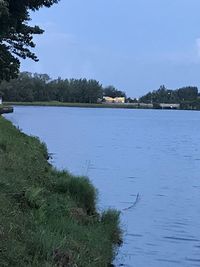 Scenic view of lake against sky