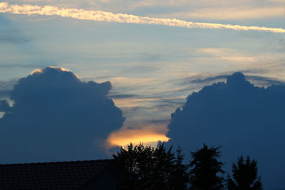 Low angle view of silhouette trees against sky during sunset