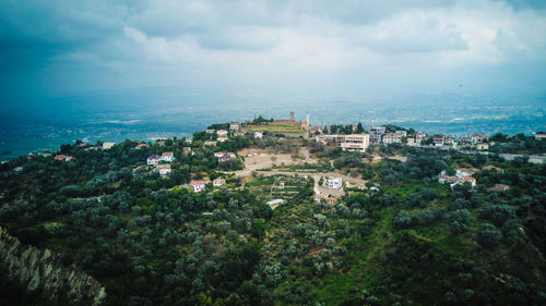 High angle view of townscape against sky