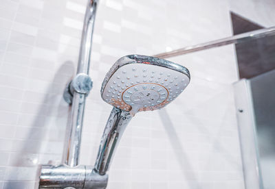 High angle view of clock on wall