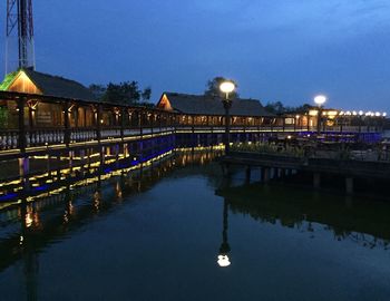 Reflection of illuminated buildings in water