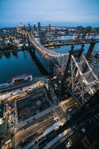 High angle view of bridge over river in city