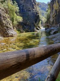 River flowing through rocks in forest
