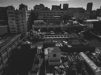 High angle view of buildings in city