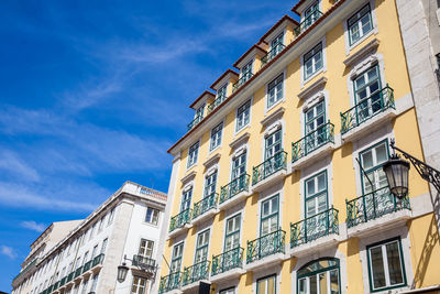 Architecture of the antique buildings at lisbon city center