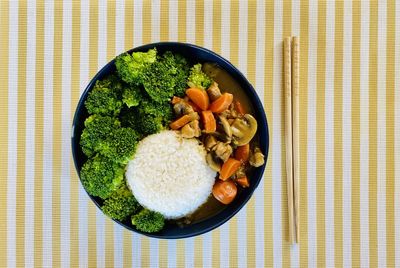 High angle view of food in bowl