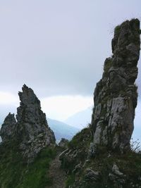 Scenic view of rocky mountains against clear sky