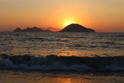 Scenic view of sea against sky during sunset