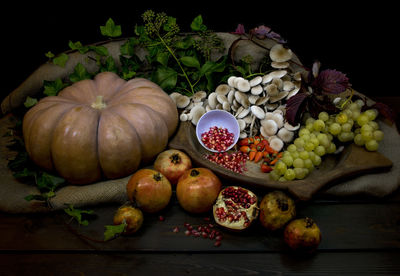 High angle view of fruits on table